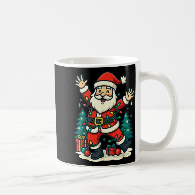 Santa Christmas Festive Jolly Dance Snowy Lights F Coffee Mug (Right)