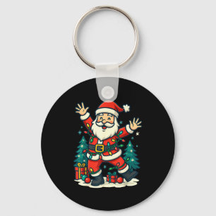 Santa Christmas Festive Jolly Dance Snowy Lights F Keychain