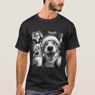 Santa Christmas Funny Cat Taking Selfie Racoon Xma T-Shirt