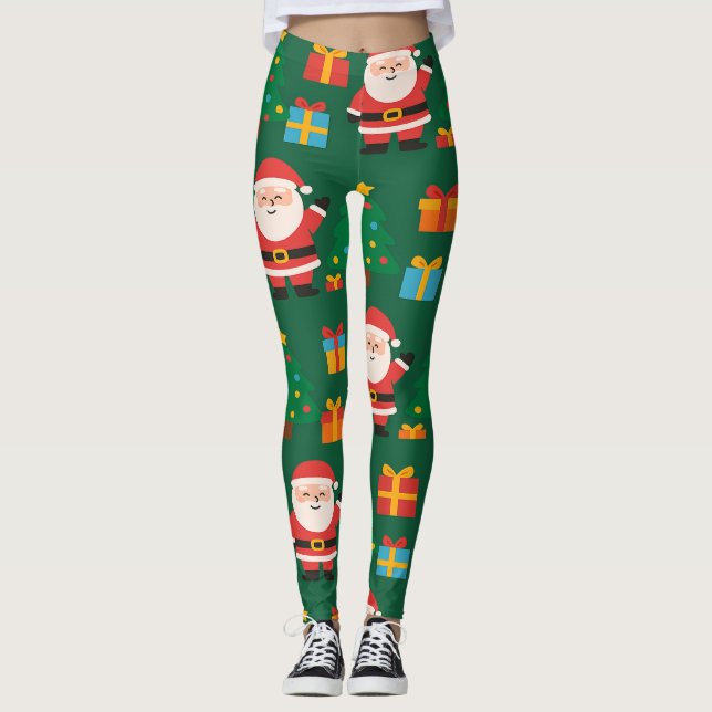 Santa Christmas Funny  Leggings (Front)
