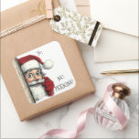 Santa christmas gift No Peeking  Square Sticker<br><div class="desc">This design may be personalized in the area provided by changing the photo and/or text. Or it can be customized by clicking Personalize this Template and then choosing the click to customize further option and delete or change the colour of the background, add text, change the text colour or style,...</div>