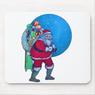 SANTA,CHRISTMAS GIFT SACK AND TOYS IN STARRY SKY MOUSE PAD
