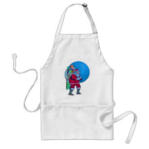 SANTA,CHRISTMAS GIFT SACK AND TOYS IN STARRY SKY   STANDARD APRON