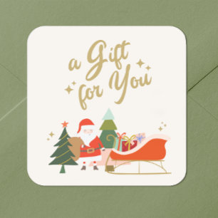Santa Christmas Gift Square Sticker