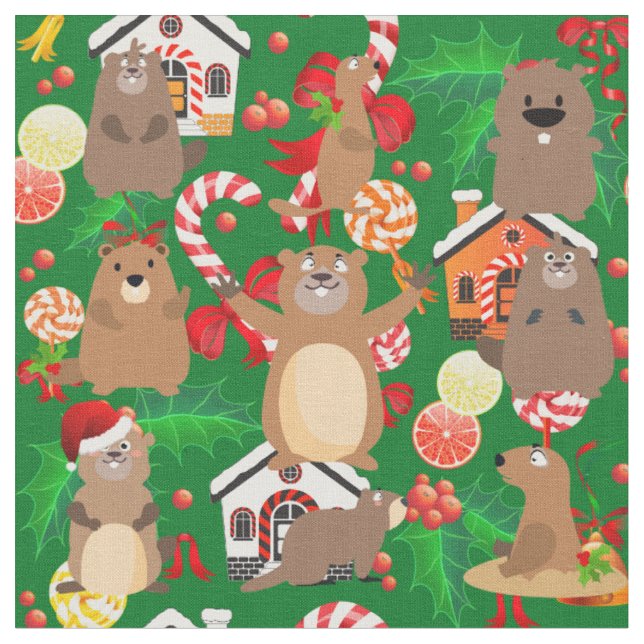 Santa christmas gopher fabric (Close Up)