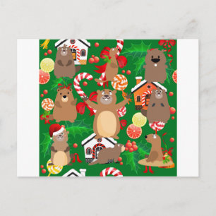 Santa christmas gopher holiday postcard