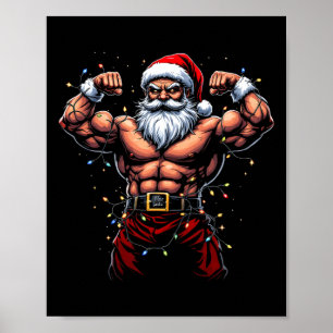 Santa Christmas Gym Workout Muscular Santa Claus  Poster