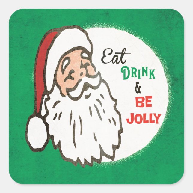Santa Christmas Holiday Party Retro Square Sticker (Front)