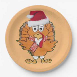 santa christmas holidays thanksgiving turkey paper plate