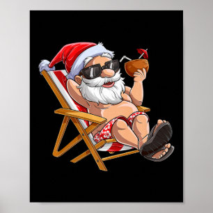 Santa Christmas In July T Shirt Kids Boys Girls Ha Poster