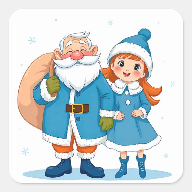 Santa Christmas Joy Winter Fest Magic 🎅❄️🎄✨ Square Sticker (Front)