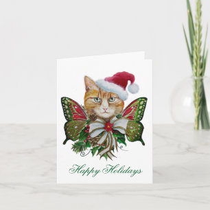 Santa Christmas kitty greeting card
