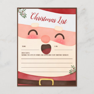 Santa Christmas List For Kids Holiday Postcard