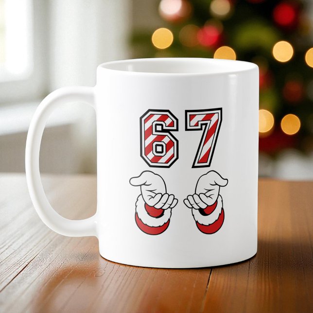 Santa Christmas Meme Six Seven 67 6 7 Holiday Coffee Mug (Creator Uploaded)