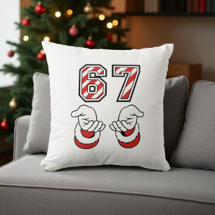 Santa Christmas Meme Six Seven 67 6 7 Holiday Throw Pillow