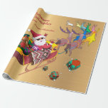 Santa Christmas Merry Christmas Sleigh Personalize Wrapping Paper<br><div class="desc">Santa's Sleigh Merry Christmas Vintage Personalize Wrapping Paper is beautiful for you to wrap your most precious Christmas gifts for your children and other special persons in your life. It has a golden background and words Merry Christmas. Personalize it with your information. The wrapping paper will complement your gift giving...</div>