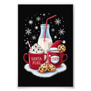 Santa Christmas Milk and Cookies Latte Family Xmas Photo Print