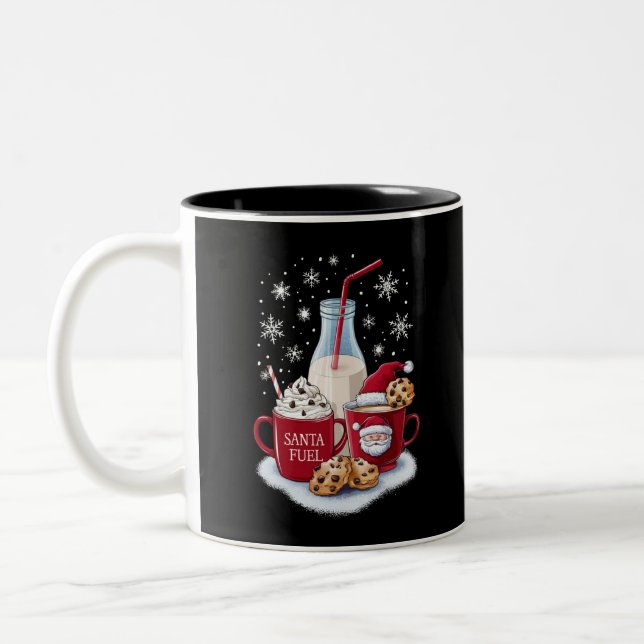 Santa Christmas Milk and Cookies Latte Family Xmas Two-Tone Coffee Mug (Left)