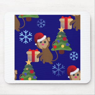 santa christmas monkey emoji mouse pad