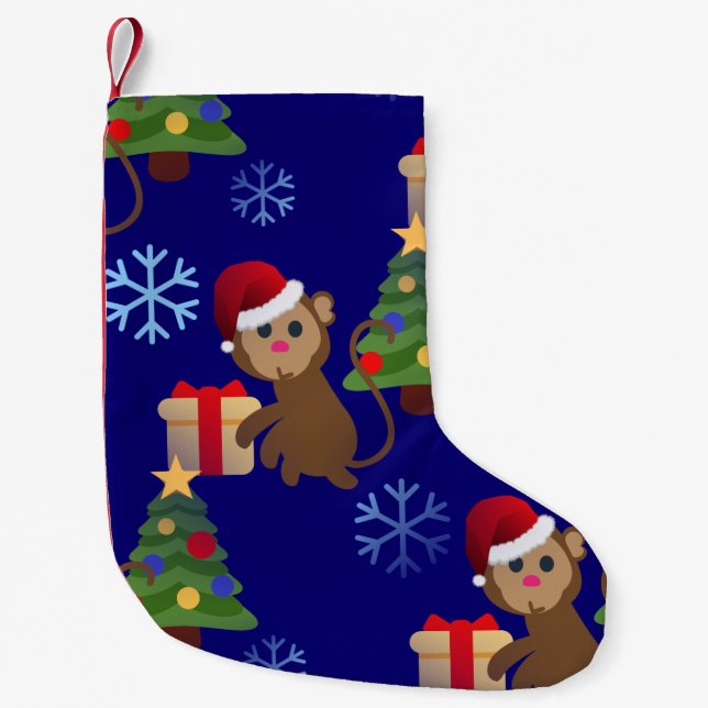 santa christmas monkey emoji xmas stocking (Front)