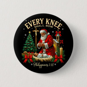 Santa Christmas Nativity Scene Xmas Every Knee Sha 2 Inch Round Button