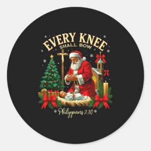 Santa Christmas Nativity Scene Xmas Every Knee Sha Classic Round Sticker