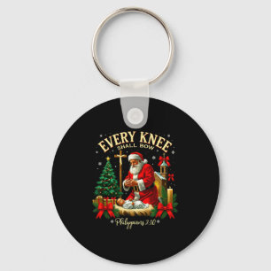 Santa Christmas Nativity Scene Xmas Every Knee Sha Keychain
