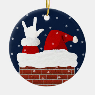 Santa Christmas Ornament w/ I Love You in ASL