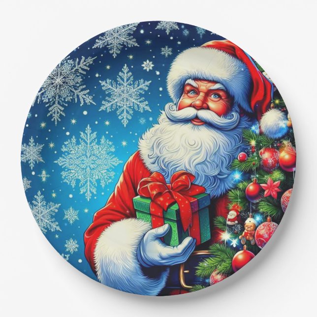 Santa Christmas paper plates! Plate (Front)