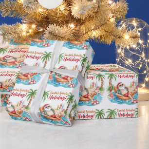 Santa Christmas Party at the pool  Wrapping Paper
