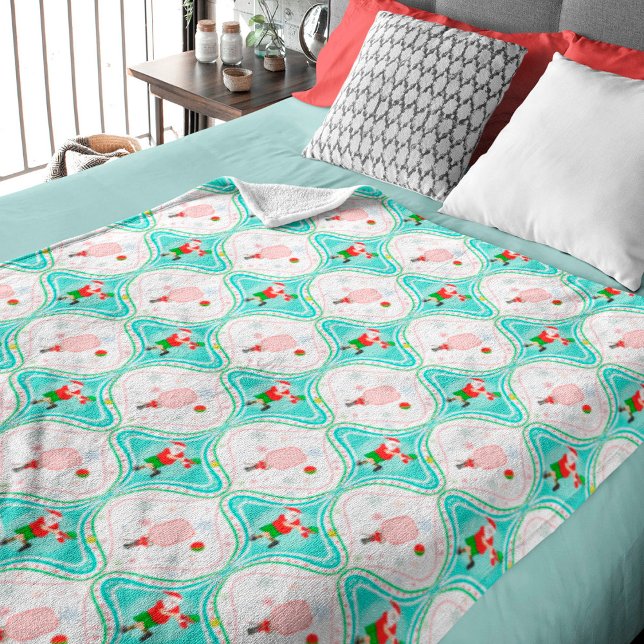  Santa Christmas Pickleball Ogee Pattern Fleece Blanket (Creator Uploaded)