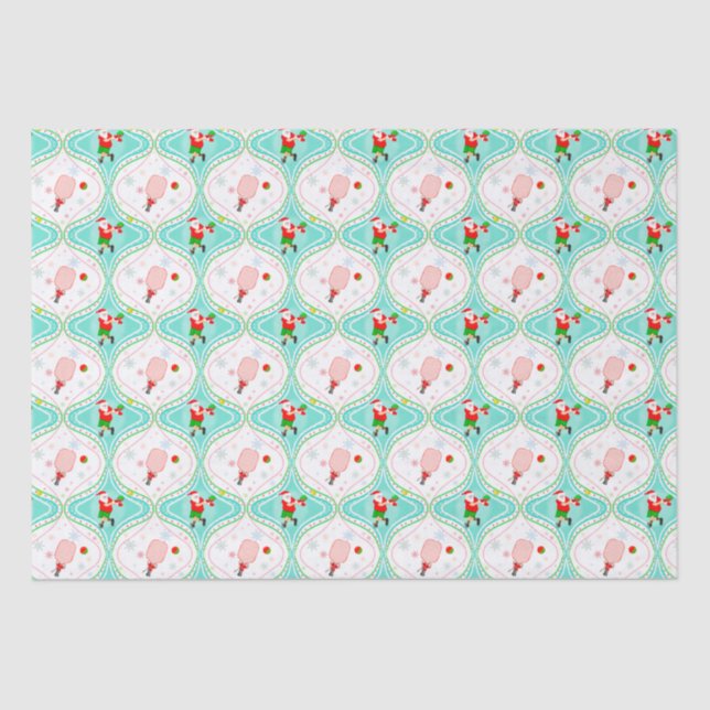 Santa Christmas Pickleball Ogee Pattern  Tissue Paper (Front)