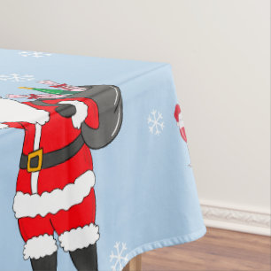 Santa Christmas Red Wine Decor Festive Holiday Tablecloth
