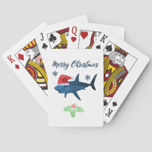 Santa Christmas Shark Playing Cards