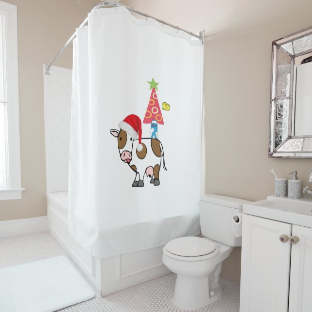 Santa Christmas Shower Curtain Milk Cheese Country (In Situ)