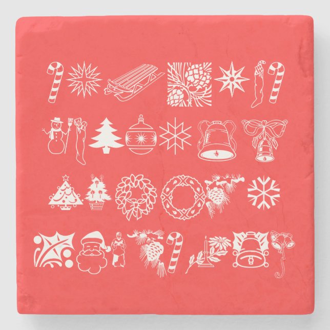 Santa Christmas Snowflake Winter Peace Destiny Stone Coaster (Front)