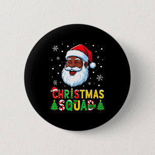 Santa Christmas Squad Black Men African American F 2 Inch Round Button