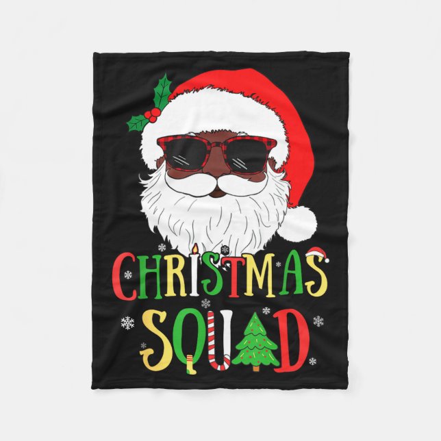Santa Christmas Squad Black Men African American P Fleece Blanket (Front)