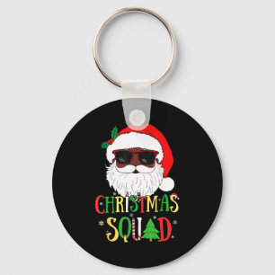 Santa Christmas Squad Black Men African American P Keychain