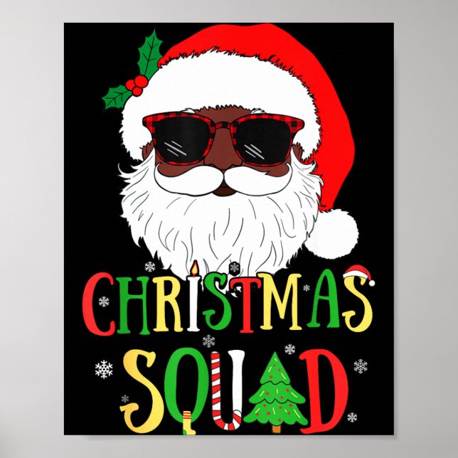 Santa Christmas Squad Black Men African American P Poster (Front)