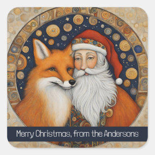 Santa Christmas Square Sticker