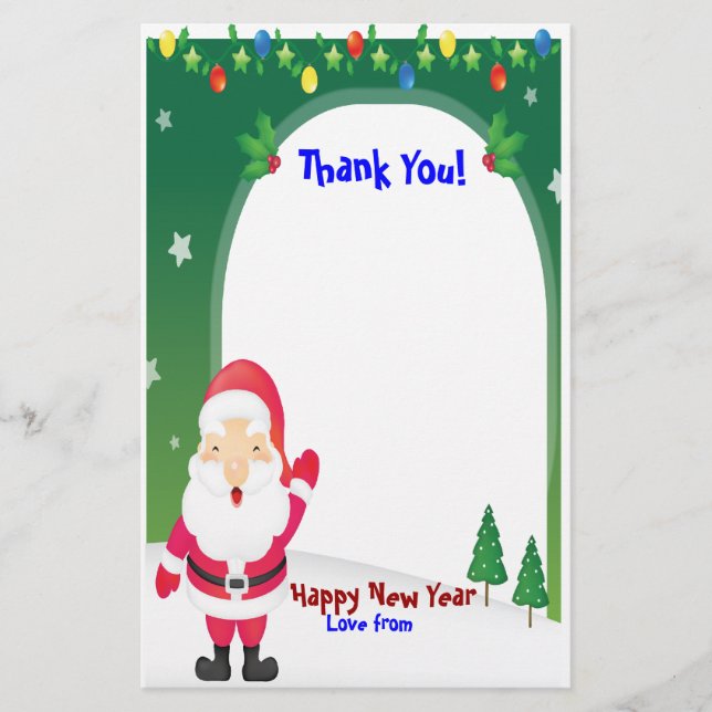 SANTA CHRISTMAS THANK YOU STATIONERY. STATIONERY (Front)