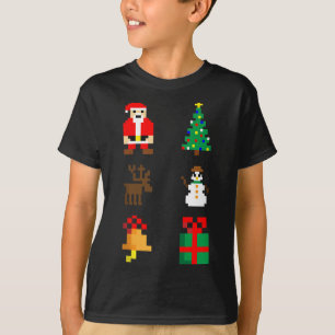Santa Christmas Tree Deer Snowman Bell Gift Xmas X T-Shirt