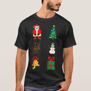 Santa Christmas Tree Deer Snowman Bell Gift Xmas X T-Shirt