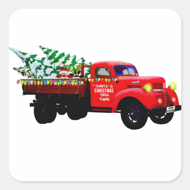 Santa Christmas Tree Truck Sticker (Front)