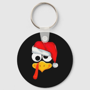 Santa Christmas Turkey Face Funny Family Matching Keychain