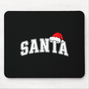 Santa Christmas Varsity Text With Hat Family Xmas  Mouse Pad