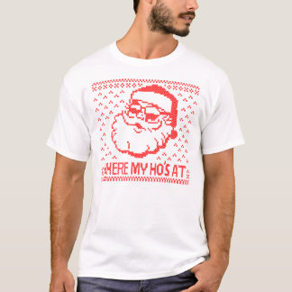 Santa Christmas Where My Hos AT T-Shirt