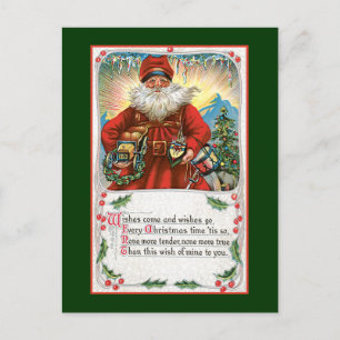 Santa Christmas Wishes Holiday Postcard