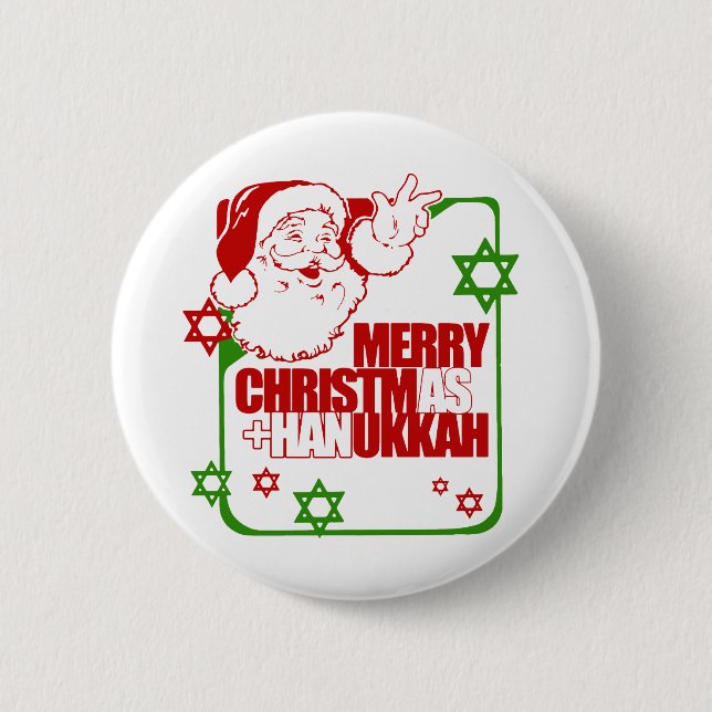 Santa Christmukkah 2 Inch Round Button (Front)